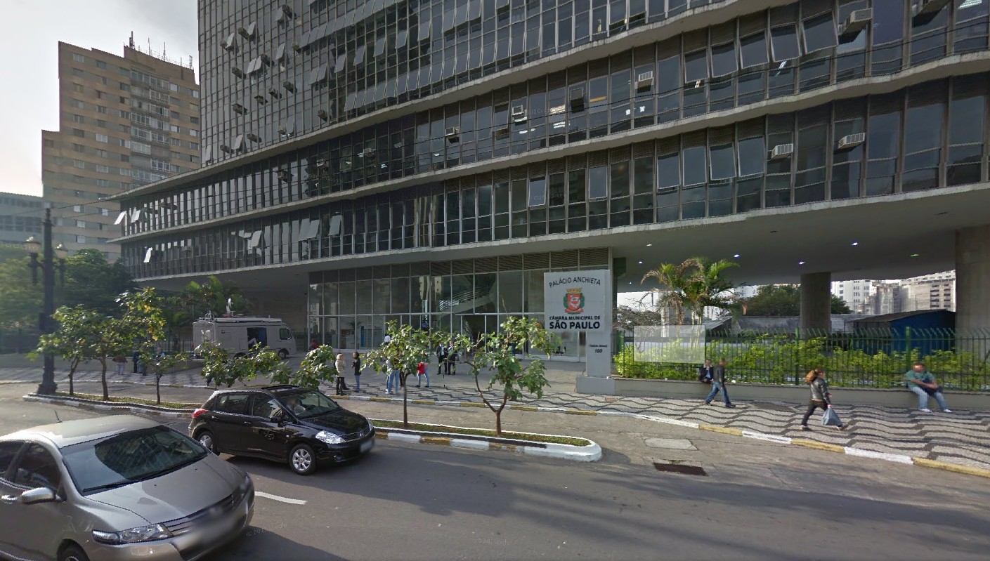 Vista frontal da Câmara Municipal de São Paulo (Palácio Anchieta)